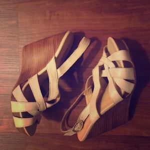 Casual every day beige wedges